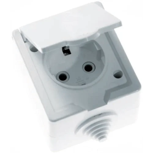 Розетка 1-м ОП РА16-660 16А IP44 с заземл. бел. Кунцево 5906